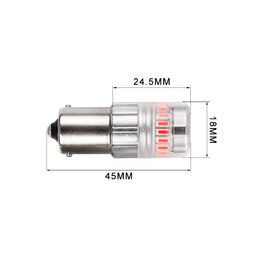 LED BA15S červená, 12V, 23LED SMD